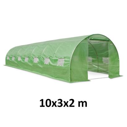 Sera solar tip tunel, 10x3x2 m, ferestre cu plasa anti-insecte, 1 usa rulanta, folie pe cu filtru uv4, verde MultiMark GlobalProd