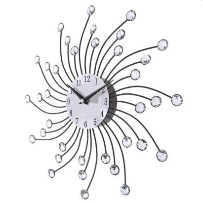 Ceas de perete cu cristale, 50 cm, mecanism quartz, cifre arabe, argintiu MultiMark GlobalProd