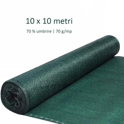 Plasa de umbrire, 10x10 metri, 70 g/mp, grad umbrire 70%, verde MultiMark GlobalProd