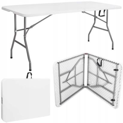 Copy of masa pliabila pentru camping sau gradina, tip valiza, 180x70x75 cm, cadru otel, alba MultiMark GlobalProd