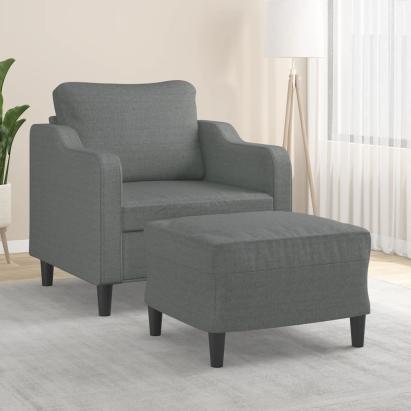 Fotoliu canapea cu taburet, gri închis, 60 cm, textil GartenMobel Dekor