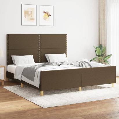 Cadru de pat cu tăblie, maro închis, 160x200 cm, textil GartenMobel Dekor