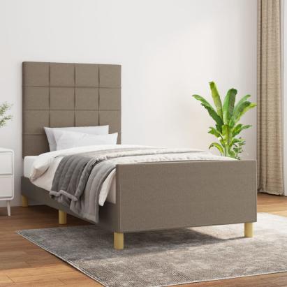 Cadru de pat cu tăblie, gri taupe, 90x190 cm, textil GartenMobel Dekor