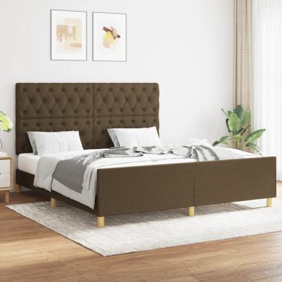 Cadru de pat cu tăblie, maro închis, 160x200 cm, textil GartenMobel Dekor