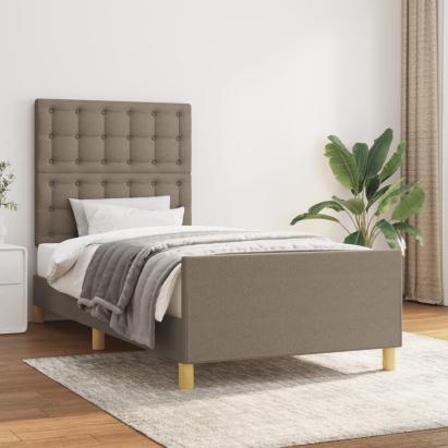 Cadru de pat cu tăblie, gri taupe, 90x190 cm, textil GartenMobel Dekor