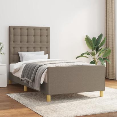 Cadru de pat cu tăblie, gri taupe, 100x200 cm, textil GartenMobel Dekor