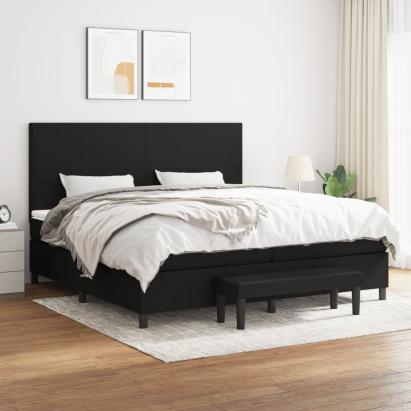 Pat box spring cu saltea, negru, 200x200 cm, textil GartenMobel Dekor
