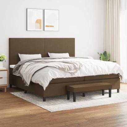 Pat box spring cu saltea, maro închis, 200x200 cm, textil GartenMobel Dekor