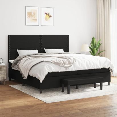 Pat box spring cu saltea, negru, 200x200 cm, textil GartenMobel Dekor