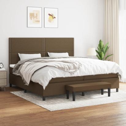 Pat box spring cu saltea, maro închis, 200x200 cm, textil GartenMobel Dekor