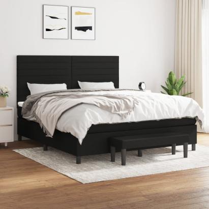 Pat box spring cu saltea, negru, 160x200 cm, textil GartenMobel Dekor