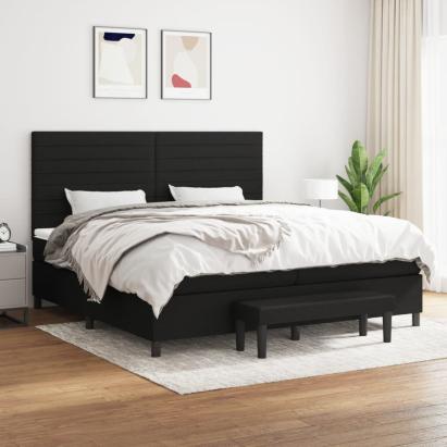 Pat box spring cu saltea, negru, 200x200 cm, textil GartenMobel Dekor