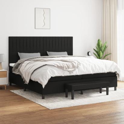 Pat box spring cu saltea, negru, 200x200 cm, textil GartenMobel Dekor