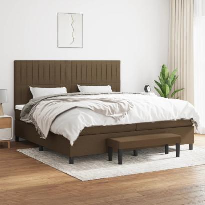 Pat box spring cu saltea, maro închis, 200x200 cm, textil GartenMobel Dekor