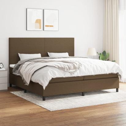 Pat box spring cu saltea, maro închis, 200x200 cm, textil GartenMobel Dekor