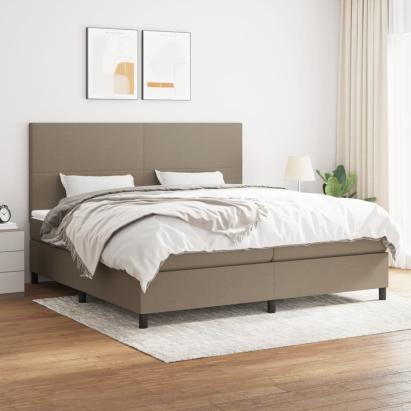 Pat box spring cu saltea, gri taupe, 200x200 cm, textil GartenMobel Dekor