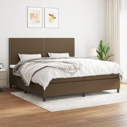 Pat box spring cu saltea, maro închis, 200x200 cm, textil GartenMobel Dekor