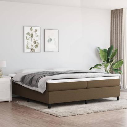 Pat box spring cu saltea, maro închis, 200x200 cm, textil GartenMobel Dekor