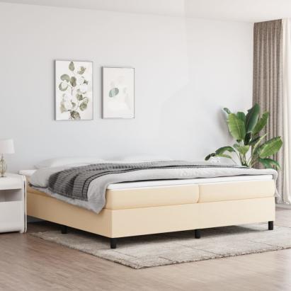 Pat box spring cu saltea, crem, 200x200 cm, textil GartenMobel Dekor