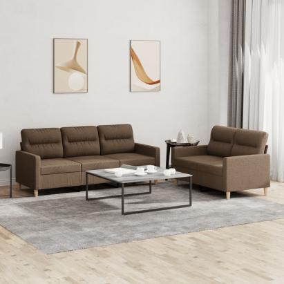 Set de canapele cu perne, 2 piese, maro, textil GartenMobel Dekor