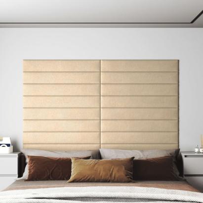 Panouri de perete 12 buc. crem 90x15 cm textil 1,62 m² GartenMobel Dekor