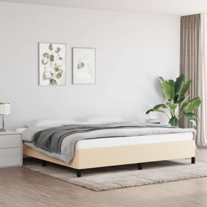 Cadru de pat, crem, 200x200 cm, material textil GartenMobel Dekor