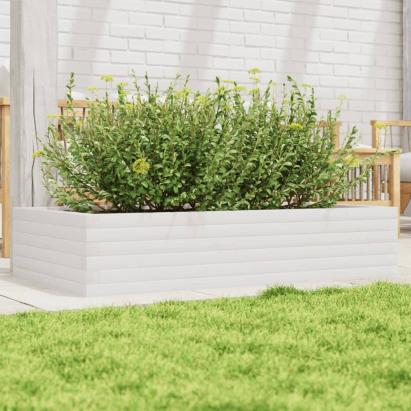 Jardinieră de grădină, alb, 110x60x23 cm, lemn masiv de pin GartenMobel Dekor