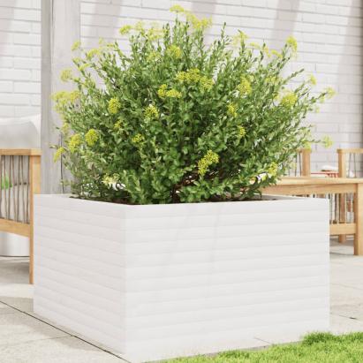 Jardinieră de grădină, alb, 80x80x45,5 cm, lemn masiv de pin GartenMobel Dekor