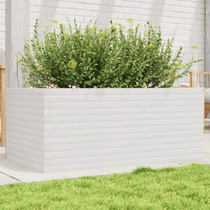 Jardinieră de grădină, alb, 110x60x45,5 cm, lemn masiv de pin GartenMobel Dekor