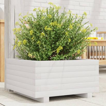 Jardinieră de grădină, alb, 50x50x26,5 cm, lemn masiv de pin GartenMobel Dekor