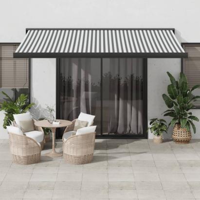 Copertină retractabilă antracit/alb, 4x3 m, textil/aluminiu GartenMobel Dekor