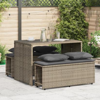 Set mobilier de grădină cu perne, 3 piese, gri, poliratan GartenMobel Dekor