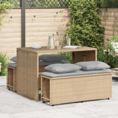 Set mobilier de grădină cu perne, 3 piese, bej, poliratan GartenMobel Dekor