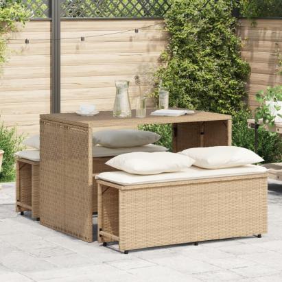 Set mobilier de grădină cu perne, 3 piese, bej, poliratan GartenMobel Dekor