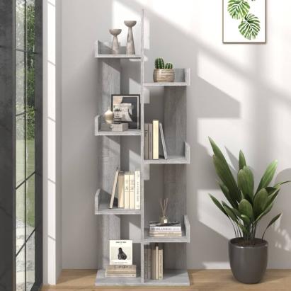 Bibliotecă, sonoma gri, 48x25,5x140 cm, lemn prelucrat GartenMobel Dekor