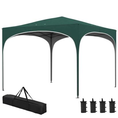 Pavilion pentru gradina/terasa, cu tarusi, corzi ancorare, geanta, reglabil, verde, 2.95x2.95x1.75 m GartenVIP DiyLine