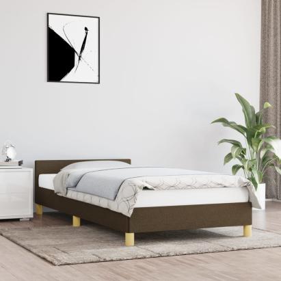 Cadru de pat cu tăblie, maro închis, 90x190 cm, textil GartenMobel Dekor