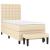 Pat box spring cu saltea, crem, 90x190 cm, textil GartenMobel Dekor