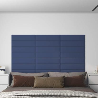 Panouri de perete, 12 buc., albastru, 60x15 cm, textil, 1,08 m² GartenMobel Dekor