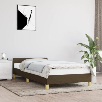Cadru de pat cu tăblie, maro închis, 90x200 cm, textil GartenMobel Dekor