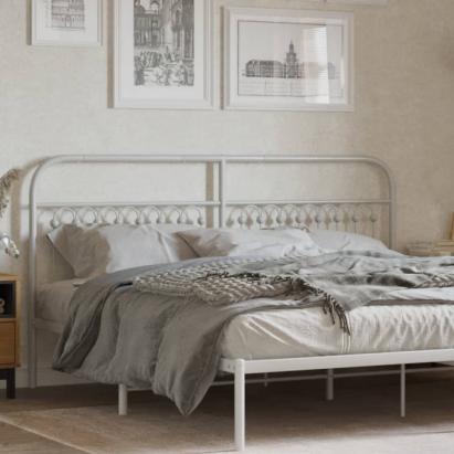 Tăblie de pat metalică, alb, 180 cm GartenMobel Dekor