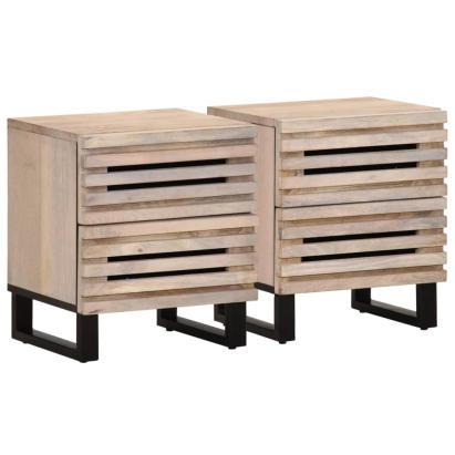 Noptiere, 2 buc., 40x33x46 cm, lemn masiv mango albit GartenMobel Dekor
