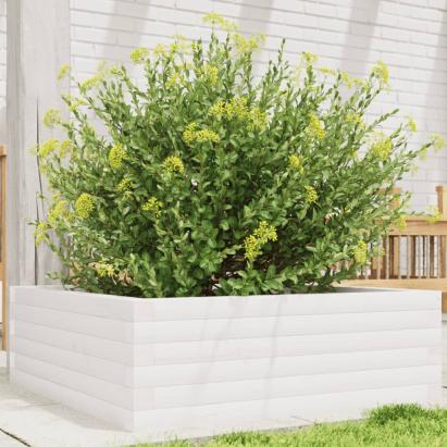 Jardinieră de grădină, alb, 70x70x23 cm, lemn masiv de pin GartenMobel Dekor