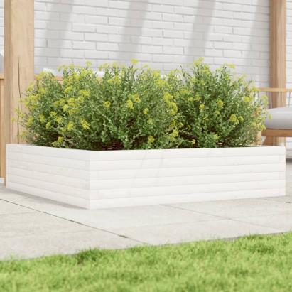 Jardinieră de grădină, alb, 100x100x23 cm, lemn masiv de pin GartenMobel Dekor