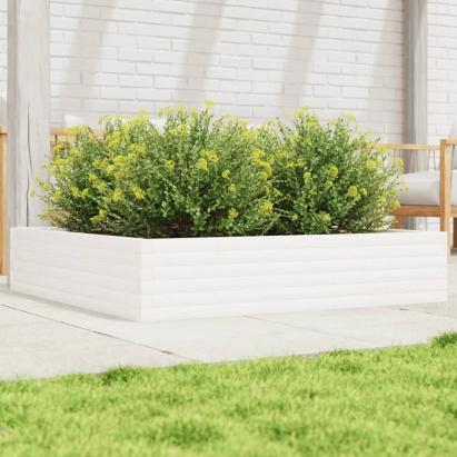 Jardinieră de grădină, alb, 110x110x23 cm, lemn masiv de pin GartenMobel Dekor