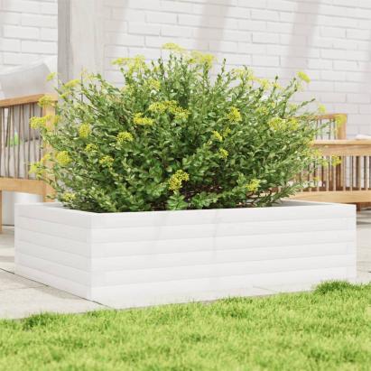 Jardinieră de grădină, alb, 90x60x23 cm, lemn masiv de pin GartenMobel Dekor