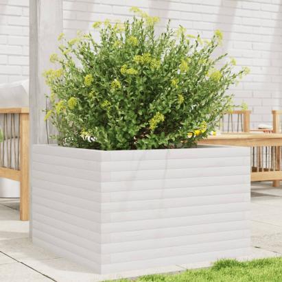Jardinieră de grădină, alb, 70x70x45,5 cm, lemn masiv de pin GartenMobel Dekor