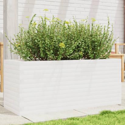 Jardinieră de grădină, alb, 110x40x45,5 cm, lemn masiv de pin GartenMobel Dekor