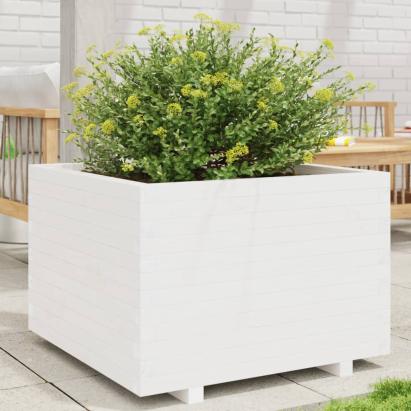 Jardinieră de grădină, alb, 70x70x49,5 cm, lemn masiv de pin GartenMobel Dekor