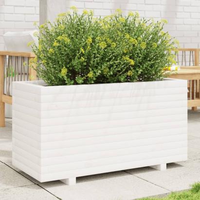 Jardinieră de grădină, alb, 90x40x49,5 cm, lemn masiv de pin GartenMobel Dekor